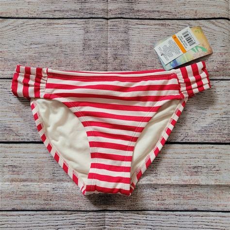 Hobie Swim Hobie Textured Redwhite Stripe Bikini Bottoms Poshmark