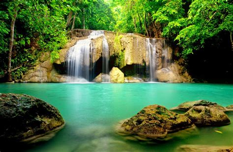 Serenity Rocks Beautiful Trees Greenery Fall Waterfall Calm Waterfall