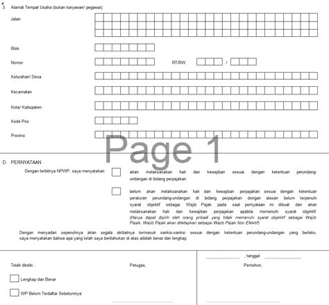 Formulir Pendaftaran NPWP Terbaru