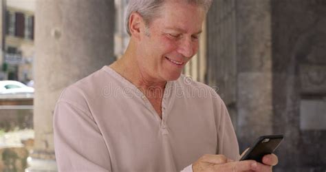 Mature White Gentleman In Rome Uses Smartphone At The Pantheon Stock Video Video Of Older