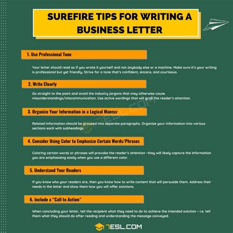 Business Letter Format | Surefire Tips For Writing A Business Letter • 7ESL