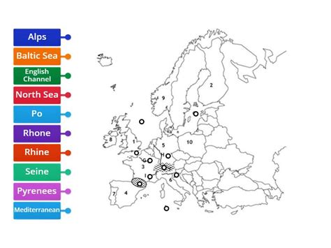 Physical Features of Europe - Labelled diagram