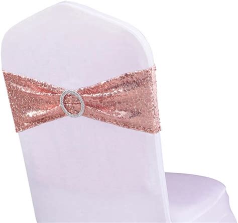 Amazon Wensinl All Sequin Rose Gold Chair Sashes Pack Rose