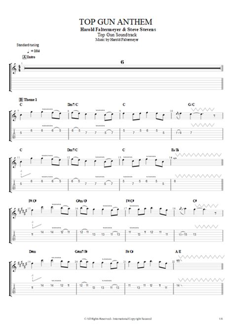 Top Gun Anthem Tab by Harold Faltermeyer (Guitar Pro) - Guitars, Bass ...