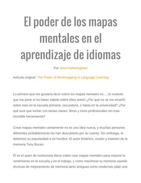 Pdf El Poder De Los Mapas Mentales En El Aprendizaje De Wp Content