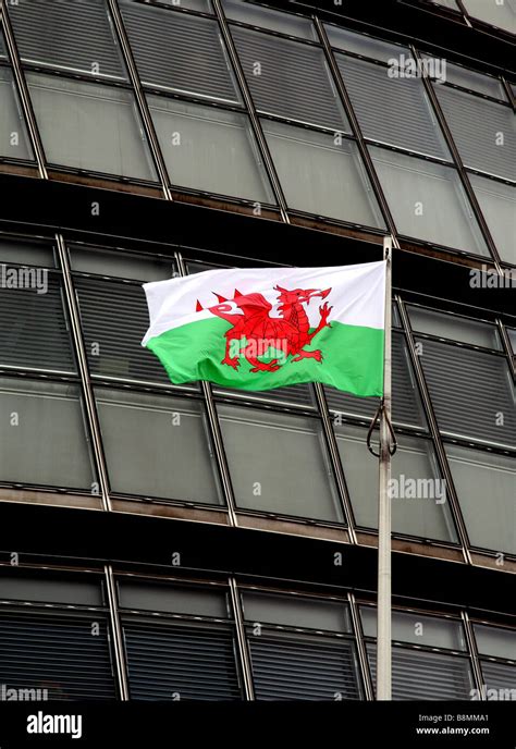 Welsh Flag Flying On St Davids Day London Stock Photo Alamy