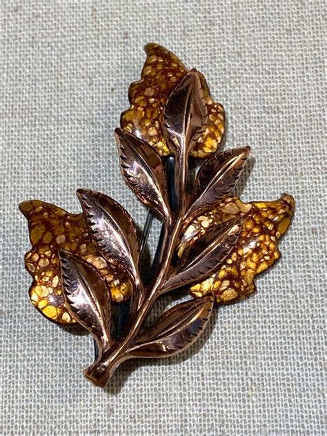 Matisse Renoir Enamel On Copper And Copper Leaf Brooch Gem