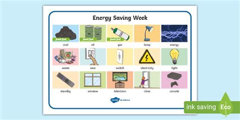 Energy Saving Week Word Mat Teacher Made Twinkl Worksheets Library