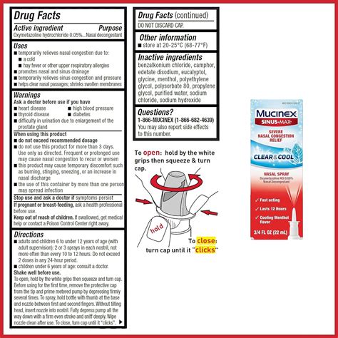 Mucinex Sinus Max Full Force Nasal Decongestant Spray Severe Congestion Nose Relief 0 75oz