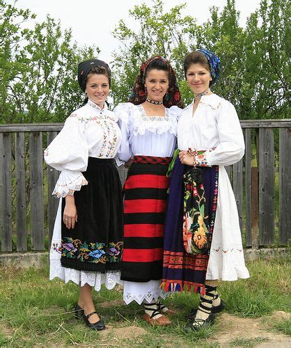 Dames Posing In Traditional Romanian Folk Costumes From Maramure