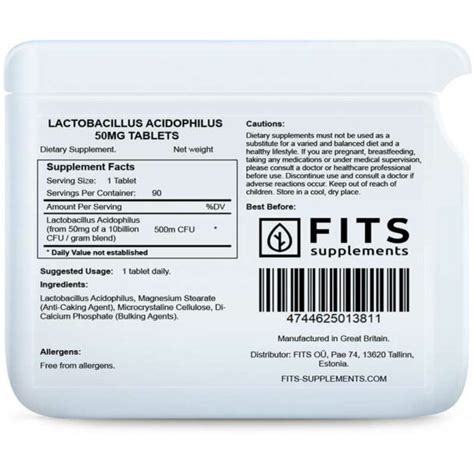 Fits – Lactobacillus Acidophilus 50mg 90 tablets – Sattva Malta