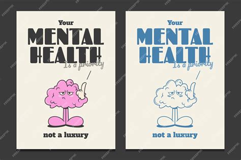 Premium Vector Mental Health Day Posters With A Retro Cartoon Style