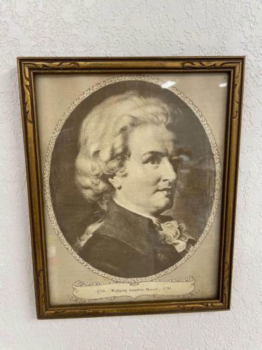 VTG Black White Gold Framed Wolfgang Amadeus Mozart Print Art Wall