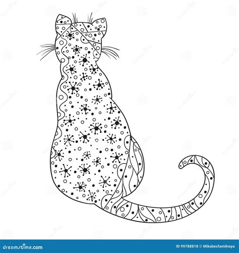 Cat. Design Zentangle stock vector. Illustration of adult - 99788818