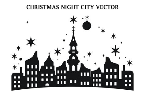 Night Christmas Building Silhouette Vector Free 34810826 Vector Art at ...