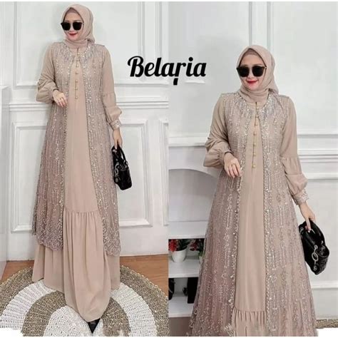 Jual Cod Gamis Brukat Kondangan Wanita Jumbo M L Xl Xxl Belaria Dress