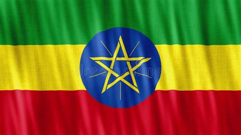 Ethiopia National Flag Seamless Loop Animation Closeup Waving Stock