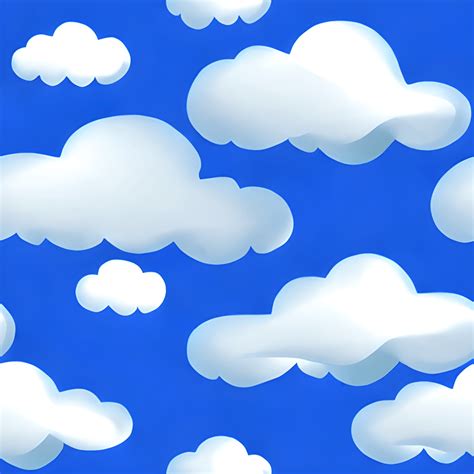 Fluffy White Clouds Pastel Blue Background Minimalist Super Detailed ...