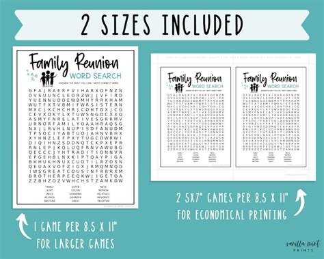 Family Reunion Word Search Games Party Games Family - Etsy