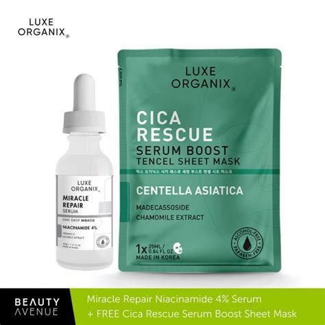 Yuneh Luxe Organix Miracle Repair Niacinamide 4 Serum 30ml Free Cica