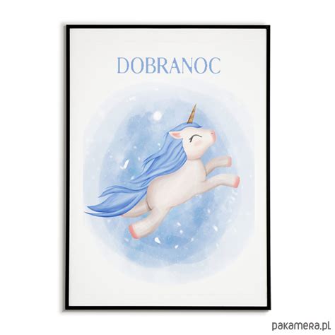 PLAKAT z JEDNOROŻCEM dobranoc napis Pakamera pl