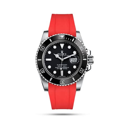 Submariner Red Rubber Strap For Rolex Vanguard Straps