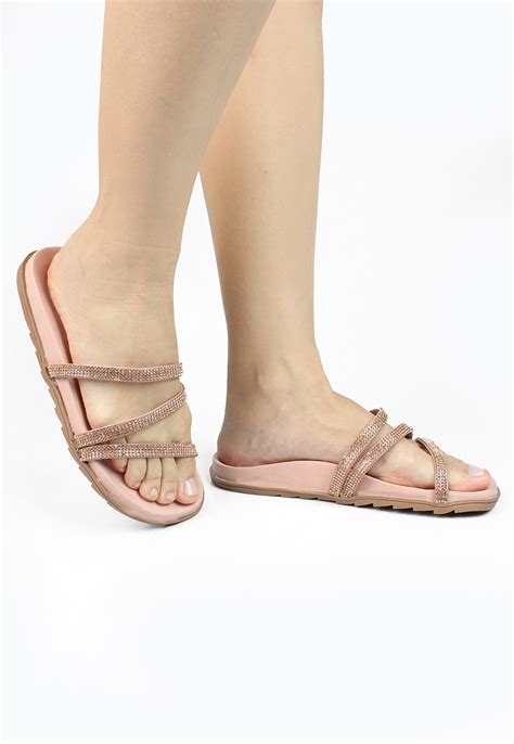 Sand Lia Papete Rasteirinha Feminina Chinelo Strass Confort Vel Nude