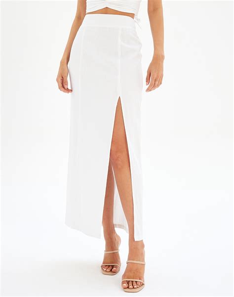 White Double Slit Maxi Skirt Atelier Yuwa Ciao Jp