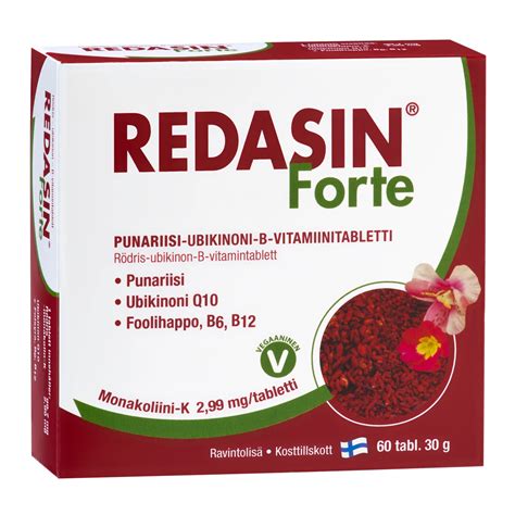 Redasin Forte Punariisi Ubikinoni B Vitamiinitabletti Tab Life