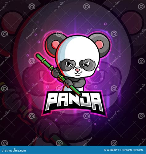 The Panda With Stick Mascot Esport Logo Design Stock Vector