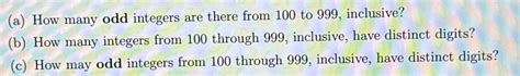 Solved A How Many Odd Integers Are There From To Chegg