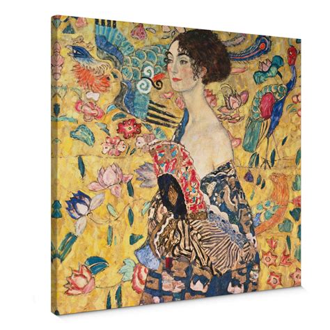 Kunstdruck Gustav Klimt Dame mit Fächer auf Leinwand als Dekoration