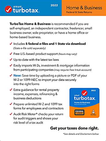 Intuit Turbotax Home Business Fed Efile State Office Depot