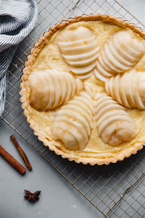 Pear Frangipane Tart Poached Pear Tart Recipe A Beautiful Plate