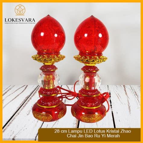 Jual Lampu Sembahyang Altar Merah Led Lotus Kristal Zhao Chai Cm Di