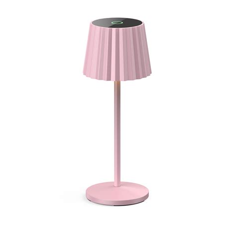 Lindby LED Akku Tischleuchte Esali Pink Rillen Alu 29 Cm