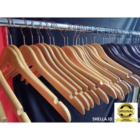 Jual Hanger Kayu Natural Dewasa Gantungan Baju Kayu Natural Dewasa