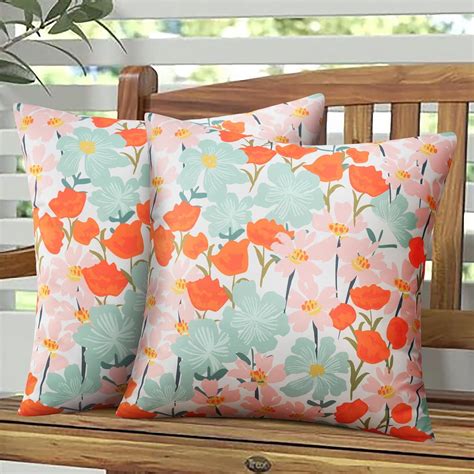 Amazon Pyonic Outdoor Pillows Cover Pack Of 2 Floral Waterproof