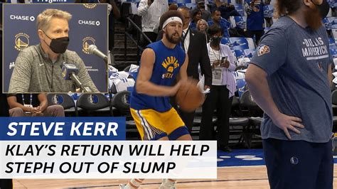 Steve Kerr Confident Klay Thompsons Return Will Help Steph Curry Out Of Slump Nbc Sports Ba