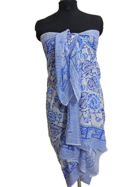 Indian Cotton Sarongs Hand Block Print Bikini Cover Up Neck Etsy