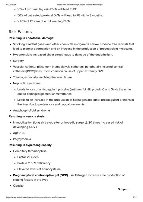 SOLUTION 2 Deep Vein Thrombosis Concise Medical Knowledge Studypool