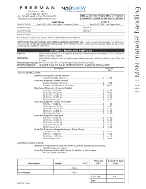 Fillable Online Material Handling Form Freeman Fax Email Print