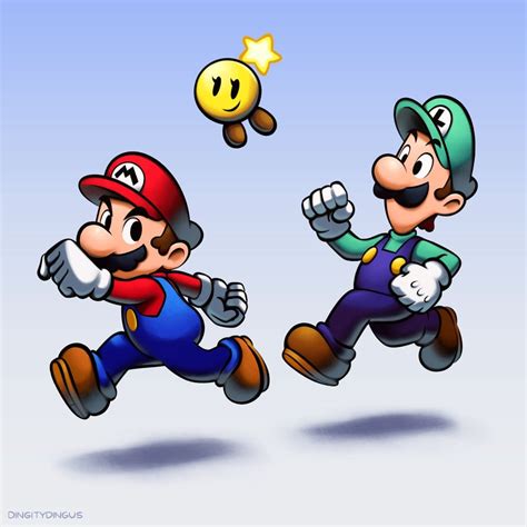 Mario Luigi And Starlow Mario And 1 More Drawn By Vinny