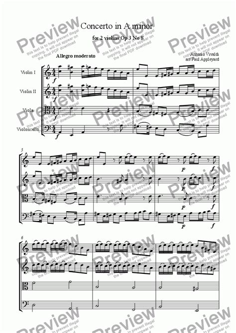 Concerto In A Minor For Two Violins Op No Vivaldi Sheet Music