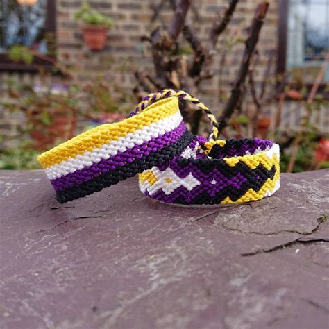 Non Binary Pride Flag Friendship Bracelet Anklet Black Etsy Uk