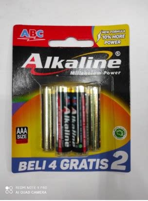 Jual BATERAI ABC ALKALINE AAA ISI 6 PaDi UMKM