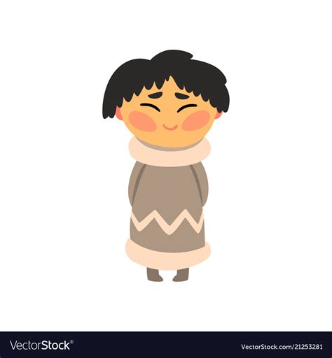 Eskimo Girl In National Clothes Kid Cartoon Vector Image