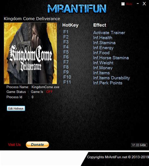 Kingdom Come: Deliverance Trainer +11 v1.9.0 MrAntiFun GAME TRAINER ...