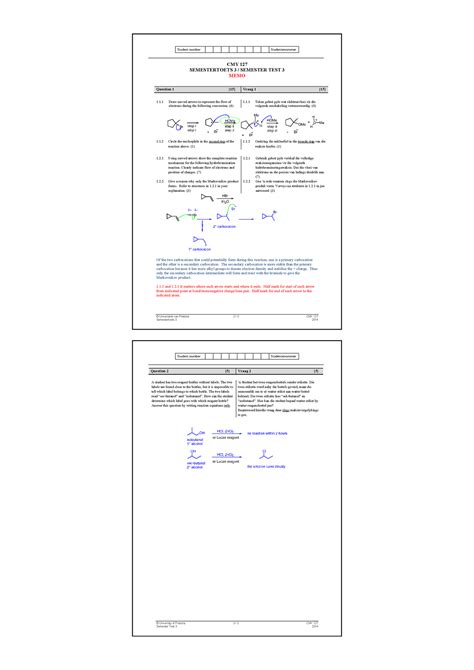 2014 CMY 127 Semester Test 3 MEMO Student Number Studentenommer