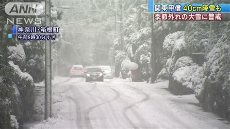 関東甲信で季節外れの大雪 40センチ降雪予想も